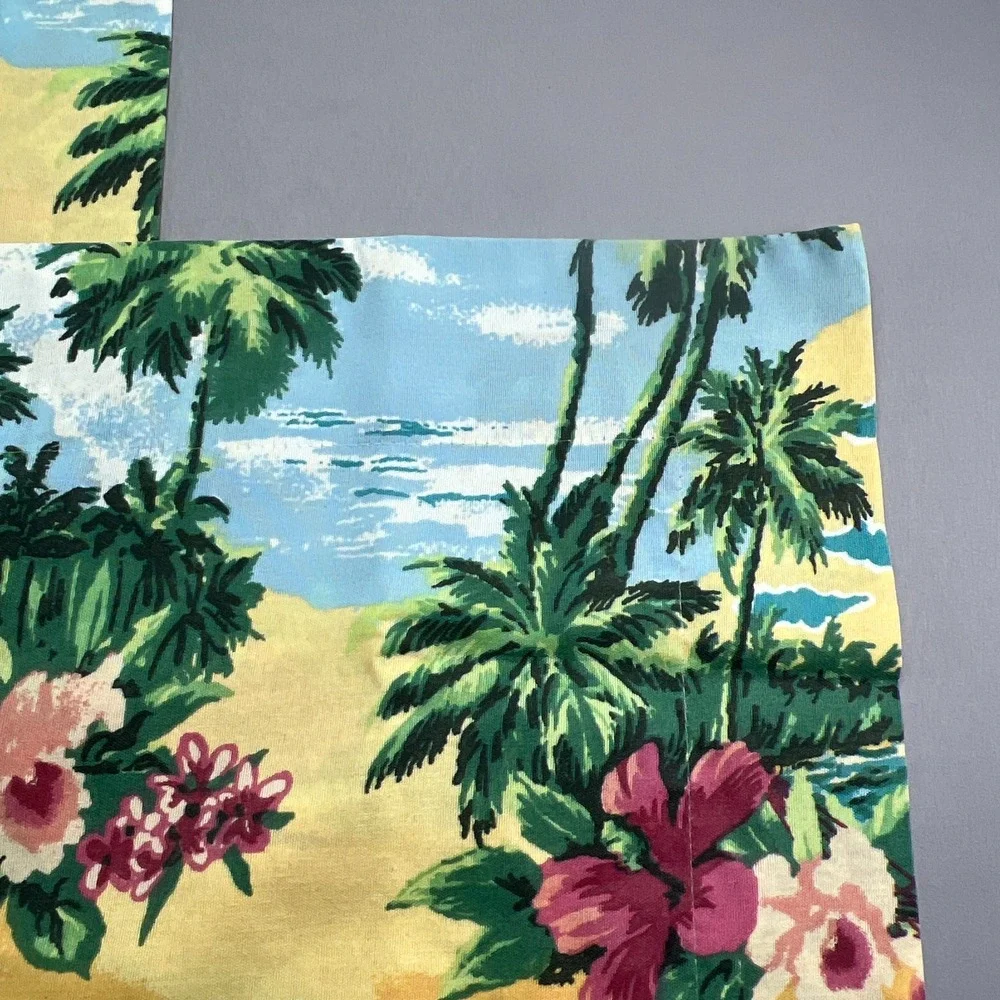 Vintage Set Of 2 Dan River Standard Pillow Sham Multicolor Tropical Island Beach